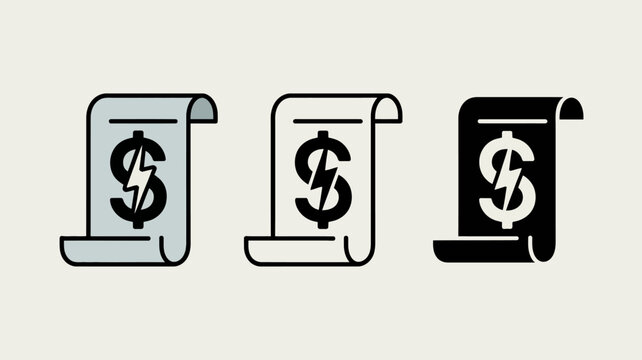 Three scroll icons with dollar sign symbols representing money and finance