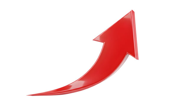 Glossy red arrow pointing upward on a solid black background direction symbol