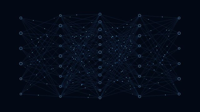 Neural network deep learning abstract animation: artificial intelligence data connection animation