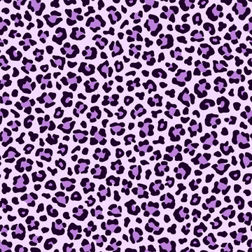 Purple leopard print seamless pattern. Vector