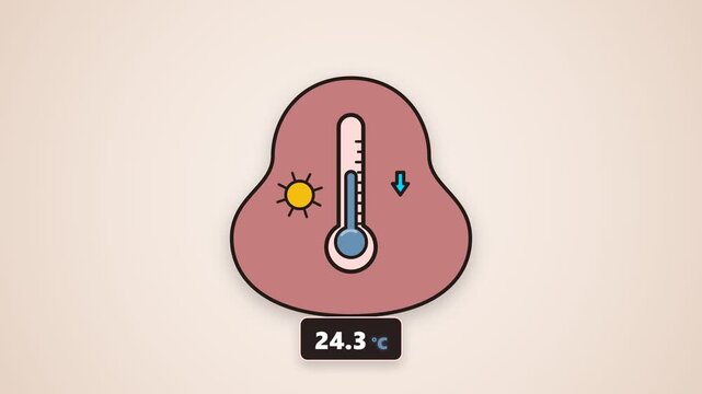 Temperature Animation Showing a Thermometer Cooling Down from Hot to Cold