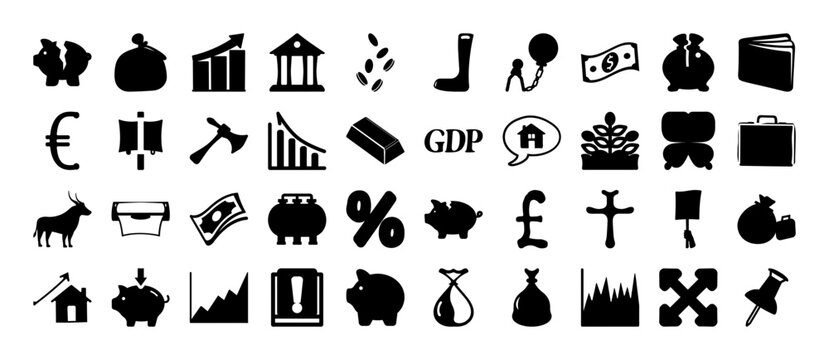 Modern flat icons set of business and finance symbols - A clean set of minimalist flat icons covering business, finance, and general purpose symbols for presentations, websites, and apps.