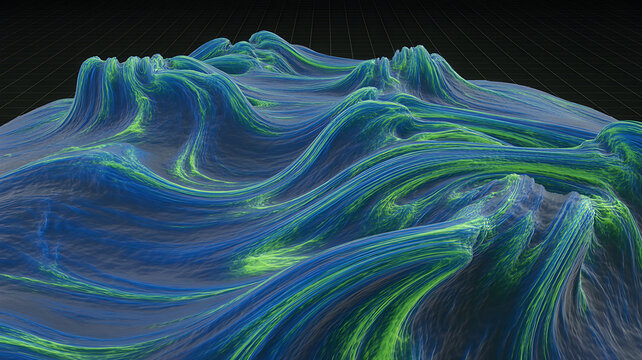 Topographical data landscape with glowing abstract ridges topography landscape abstract mountain