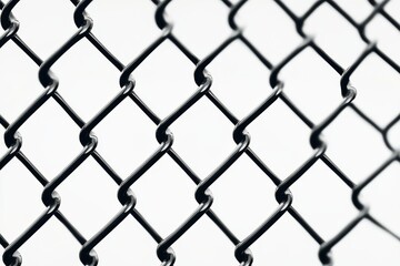 Fototapeta premium Wire fence pattern shows interconnected links and structure during daytime