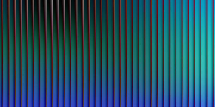 Abstract background with vertical lines and gradient colors, 3d rendering of parallel stripes with blue and teal transition