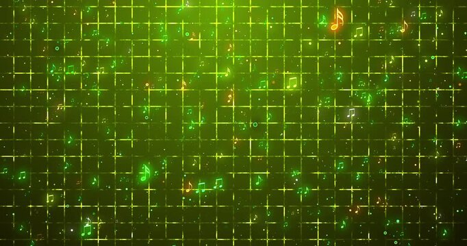 4K Floating Musical Notes Animation backdrop. Musical Notes Floating for advertisements, nightclubs, DJs, and party visuals. Easy to put into any video.