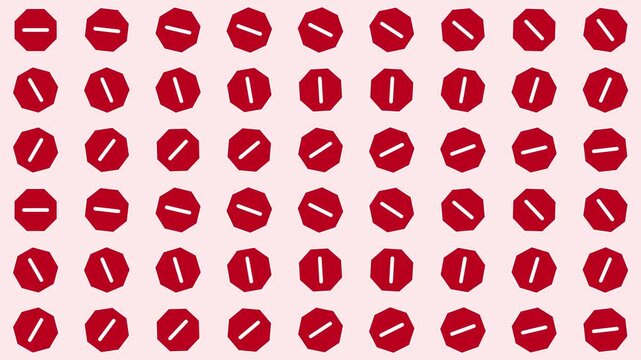 Rotating red octagon pattern abstract motion animation background loop