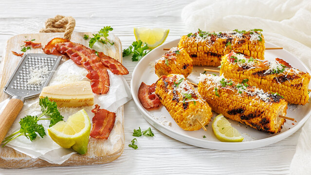 Corn elote street style is served on a plate
