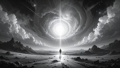 Surreal Black and White Cosmic Storm