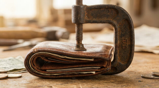 Wallet money debt stress finance savings credit pressure