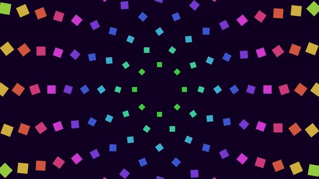 Vibrant rainbow square pattern rotating motion animation background loop