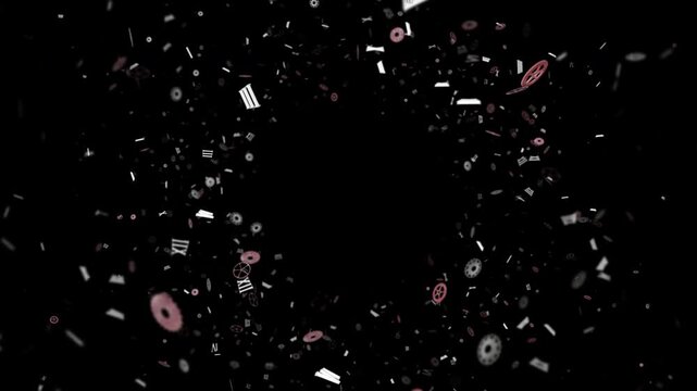 Pieces of Clock Technology Endless Animation, Background, on Alpha Channel Loop
