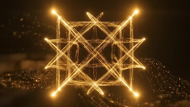 Glowing geometric pattern forms a star shape in the dark