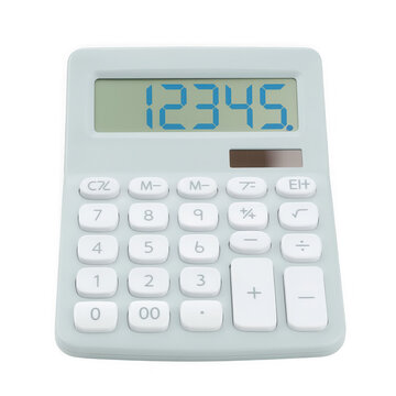Calculator with green display, isolated on a transparent background