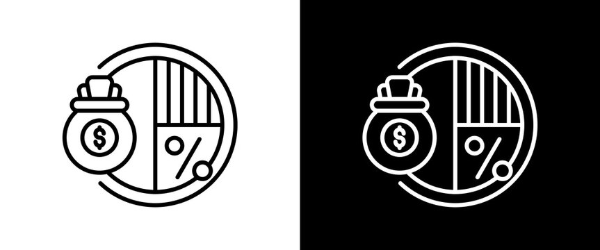 profit margin white and black icon set design