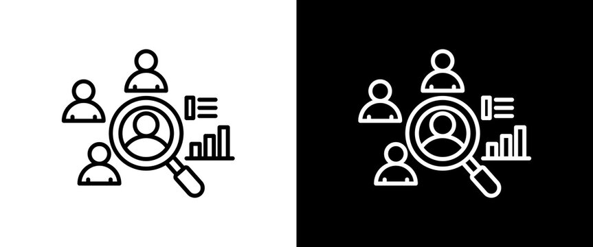 competitive analysis white and black icon set design
