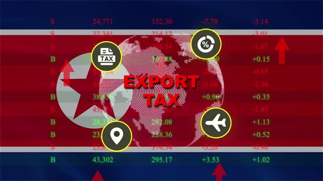 Export Tax Imposed on National Flag: A graphic illustration depicts an imposed export tax over a stylized representation of a national flag.