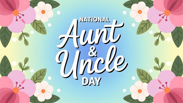 National aunt and uncle day greeting card with floral frame celebration greeting appreciation relative
