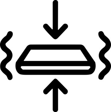 Compress Pressure Icon: Force Applied to Flat Object with Vibration Symbols