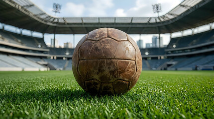 Fototapeta premium Premium quality professional soccer ball backdrop pitch for background marketing match green team art sports action league layout athletic design print concept perfect