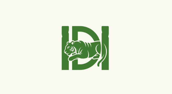 Green Tiger Logo Design with Letter D Integration.