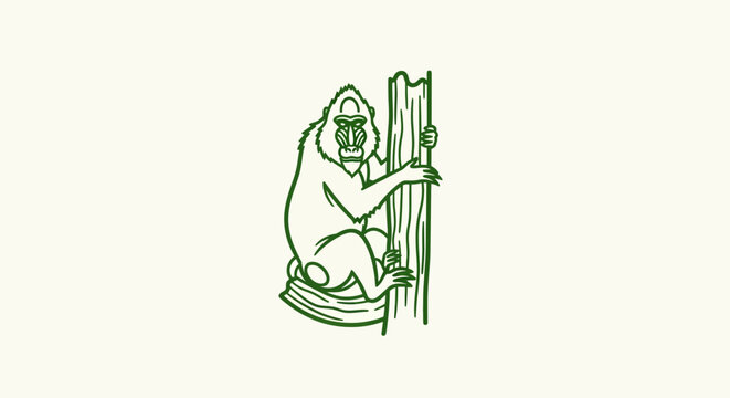Illustration of a gorilla sitting on a toilet.