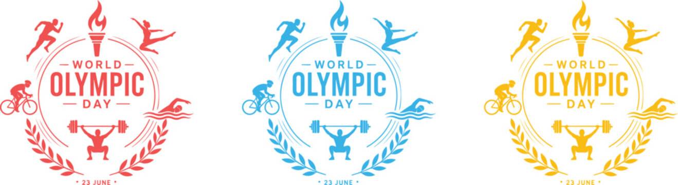 World olympic day logos in red blue and yellow