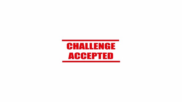 Challenge Accepted Stamp Animation on Transparent Background, Bold Success Approval Seal Motion Graphic for business.