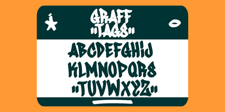 Creative street fashion sticker badge layout featuring handwritten marker calligraphy character sequence arranged inside border container frame for graphic merchandise print clip art.