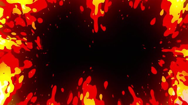 Animation 2d  fire flame with abstract and   cartoon vfx style on black background, suitable motion graphic and bumper video, alpha channel only 4k.
