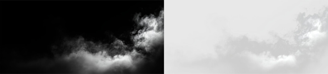 Clouds float in the sky during the day in a clear setting with no other elements around, on a transparent background © Liubov