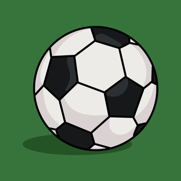 Vector Illustration of Soccer Ball Isolated on Football Field Green Grass Background. World Cup Mundial Themed Icon in 3d Style
