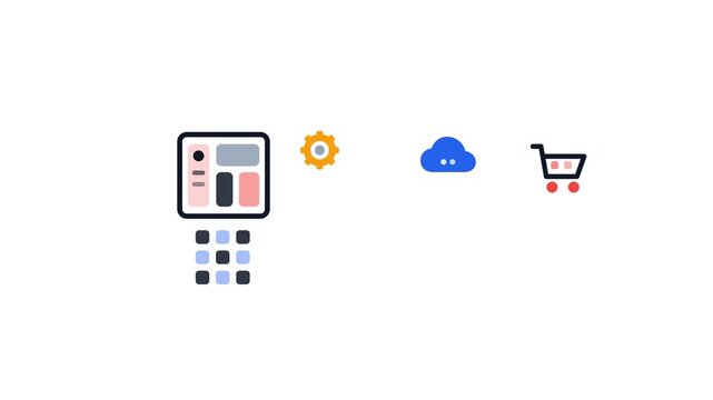 Premium highlighting responsive layout dashboard and chat floating grid UI web icon animation 110