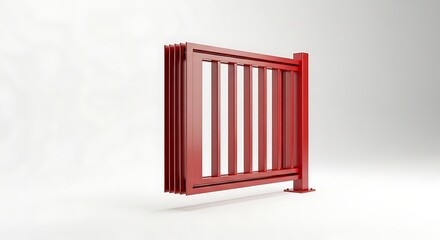 Fototapeta premium Red wooden fence on white background.
