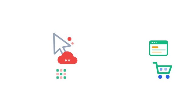 Premium assembling dashboard controls cursor and chat split panel UI web icon animation 122