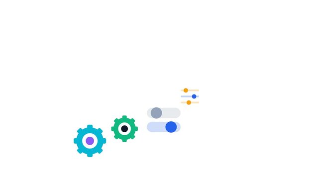 Premium stacking secure interface gear and lock diagonal ladder UI web icon animation 133