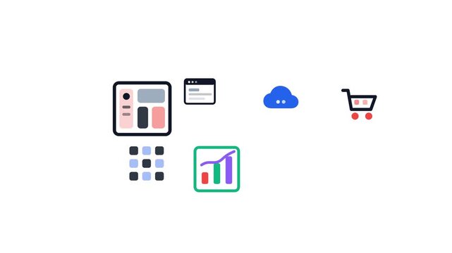 Premium highlighting responsive layout dashboard and grid floating grid UI web icon animation 150