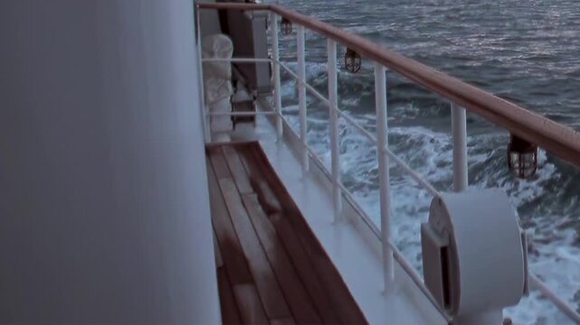 Witness mesmerizing dance of waves from deck of ship navigating Arctic Ocean. Vessel's steady movement creates rhythmic wake, revealing wild beauty of this remote polar wilderness.