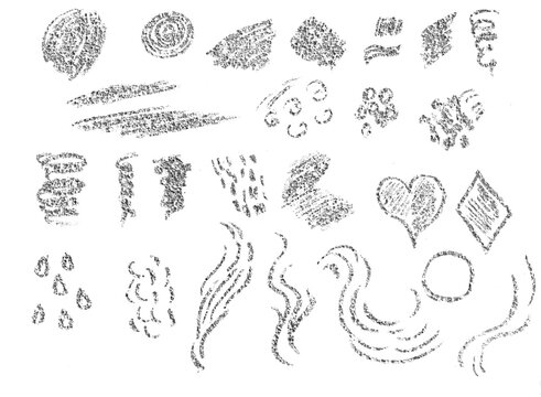 Silver watercolor cute cartoon illustrationsset of hand drawn. brush stroke, silver splatter glitter. Silver stroke on transparent background. Watercolor silver glitter. Silver  set sketch. Silver PNG