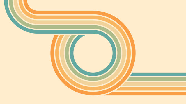 Abstract background of rainbow groovy Wavy Line design in 1970s Hippie Retro style. Vector pattern ready to use for cloth, textile, wrap and other.