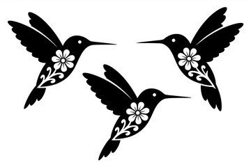 Fototapeta premium Floral Hummingbird Silhouette Vector Art Design High Resolution Picture
