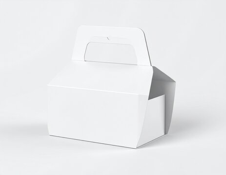 Professional 3D Render of White Cake Takeaway Box for Product Branding