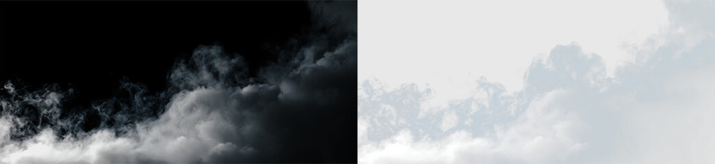 Clouds drift across a gray sky with a light background, creating an overcast look in the early afternoon, on a transparent background © Liubov