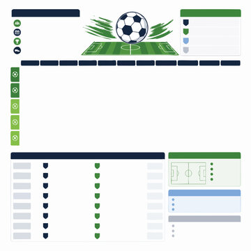 Soccer Match Schedule template with Football Wall Chart on green field background