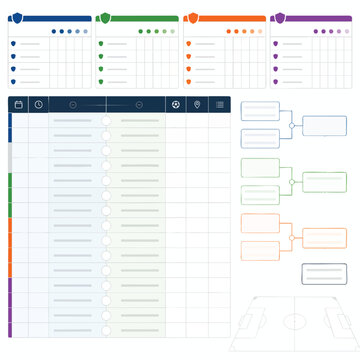 Soccer Match Schedule Football Wall Chart with colorful grid layout and blank cells for planning