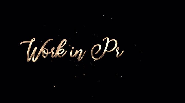 Work in Progress golden particles and ink splashes animation rendered in 4K resolution transparent background