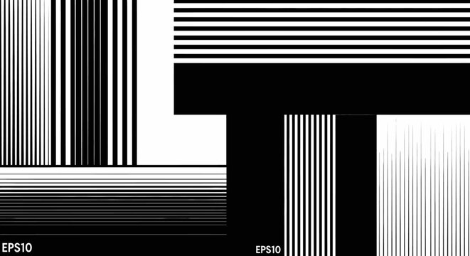 Abstract Black and White Geometric Pattern with Vertical and Horizontal Lines