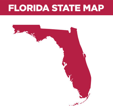 Red florida state map silhouette icon