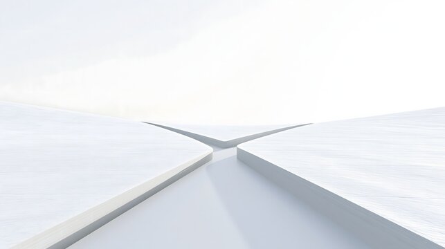 Conceptual background: Clean 3D landscape with fork in the road representing strategic choice and career direction
