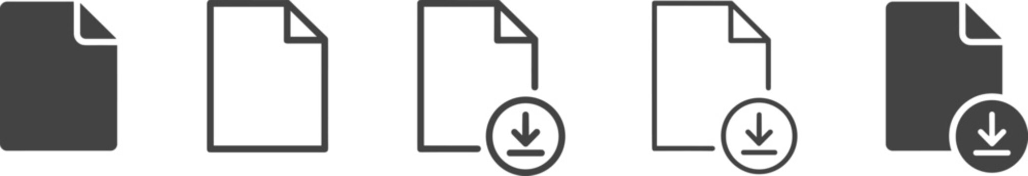 Document File Icons with Download Symbol Set